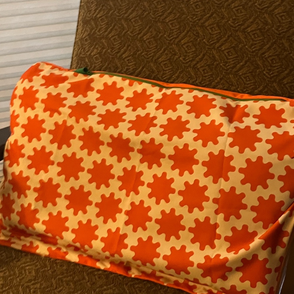 Orange and Cream Patterned decorative pillow sham